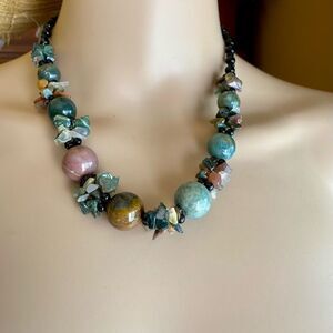 𝅺NATURAL handcrafted gemstone (jasper) necklace